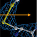  X-ray radiation from a synchrotron source can rapidly damage, in a very specific way, the structure of a protein, as seen by X-ray crystallography. The four images represent a series of electron density maps collected from the same protein crystal. Protein degradation is indicated by the disappearance of the disulfide bond (yellow bar, surrounded by empty blue cage) linking the carbon chains (white balls). These images represent the first-ever recording of experimentally-induced chemical bond breakage using X-ray crystallography.